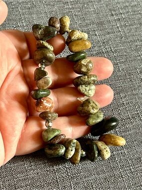 Natural Riverstone & Silver Stretch Bracelet